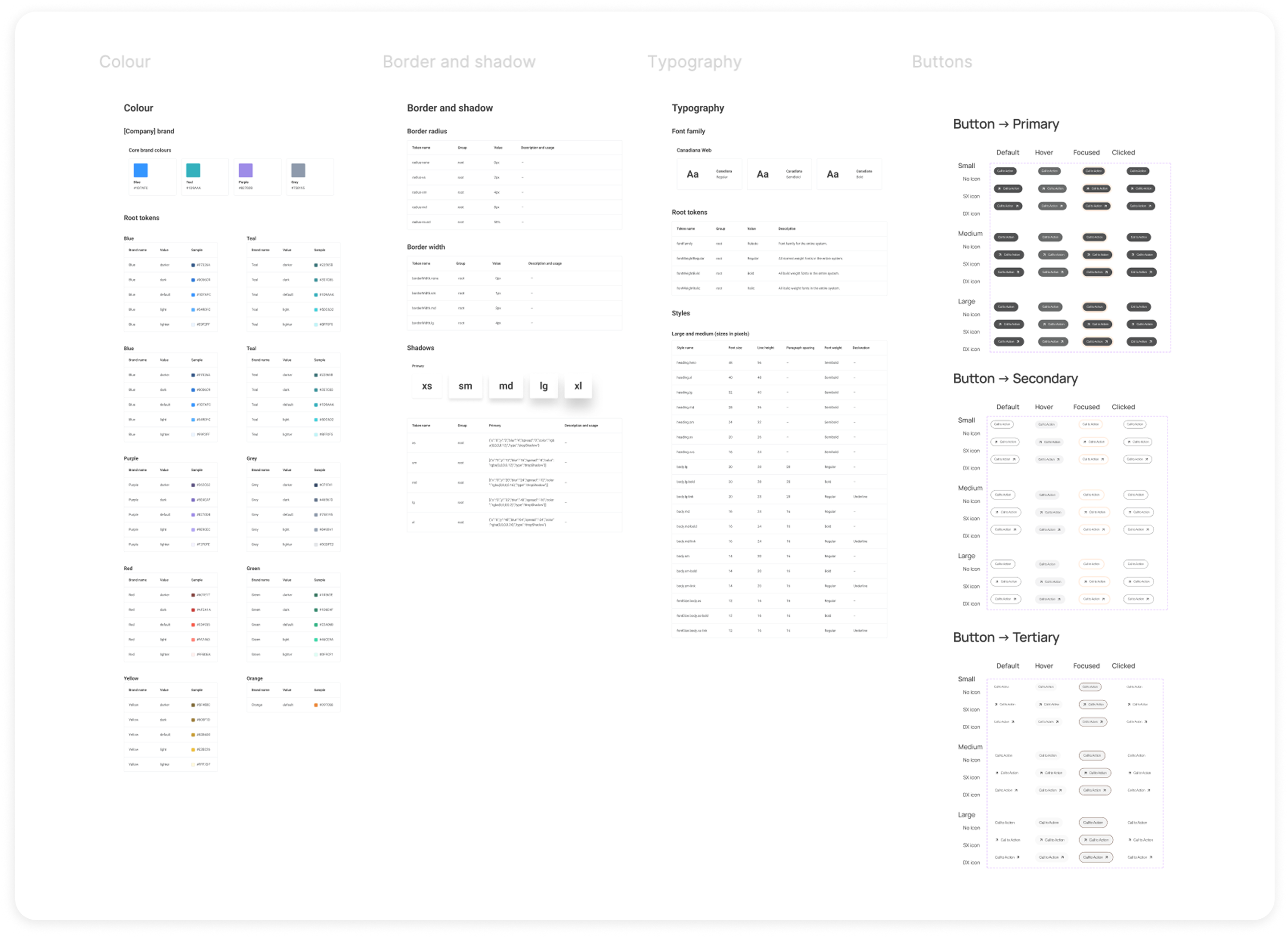 Website Redesign — Design system: colour tokens, typography, buttons